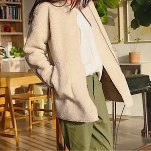 Elizabeth and James Patch Pocket Sherpa Cream Zip jacket size XXL